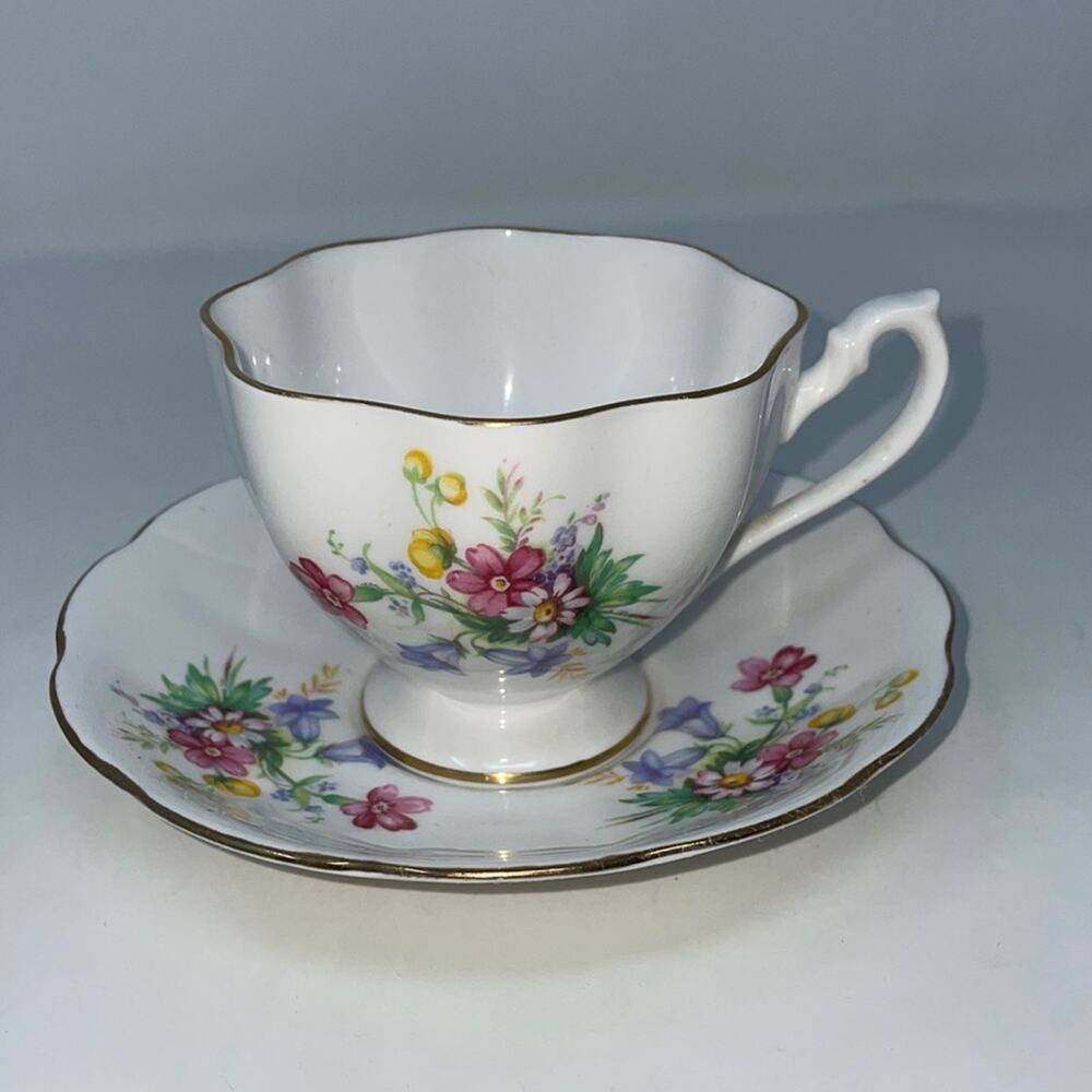 Mid-Century Fine Bone China England Teacup & Saucer